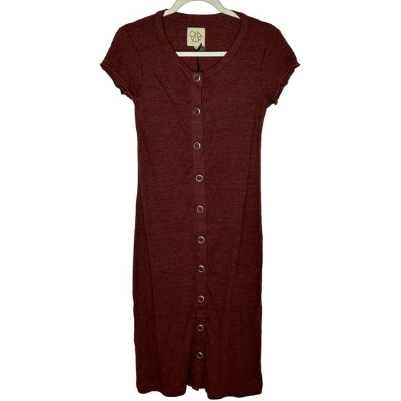 Chaser Dresses & Skirts - Chaser Rust Orange Button Down T-Shirt Dress NWT